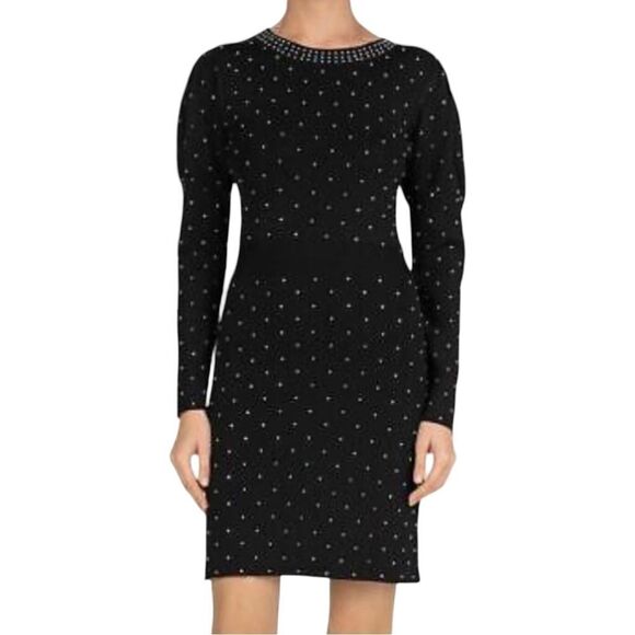 The Kooples NWOT Black Stretchy Knit Studded Dress - Picture 3 of 15